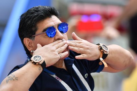 Diego Maradona als Zuschauer bei der Fußball-WM 2018 in Russland