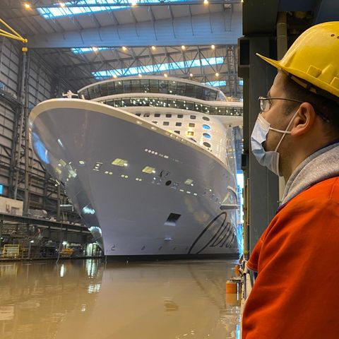 Die "Odyssey of the Seas" hat auf der Meyer Werft in Papenburg das Baudock bereits verlassen