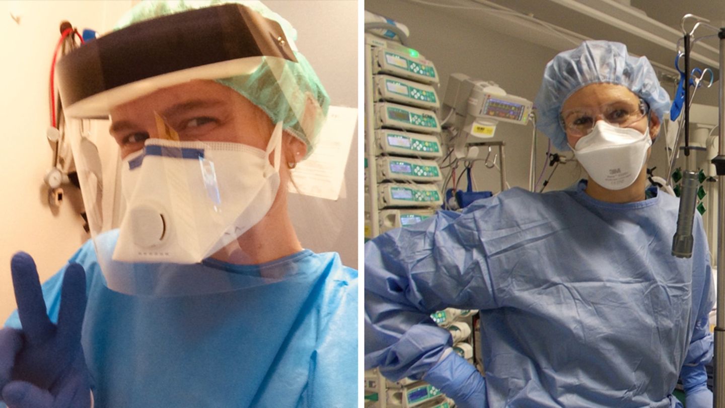 Kommender Impfstart: Seit Beginn der Pandemie gehört für sie Schutzkleidung zum Arbeitsalltag: Pflegerin Lilo Barner (L) und Ärztin Dr. Sarah Gschwendtner (R). Seit Beginn der Pandemie gehört für sie Schutzkleidung zum Arbeitsalltag: Pflegerin Lilo Barner (L) und Ärztin Dr. Sarah Gschwendtner (R).