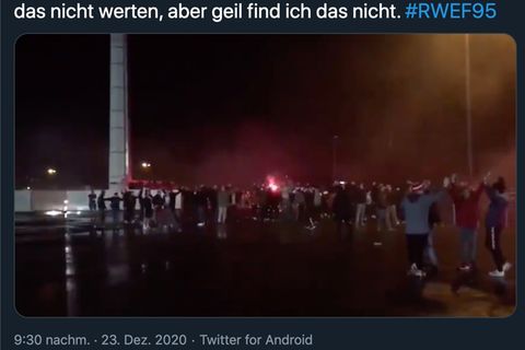 Essener Fußball-Fans feiern "coronakonforme" Spontanparty mit Feuerwerk