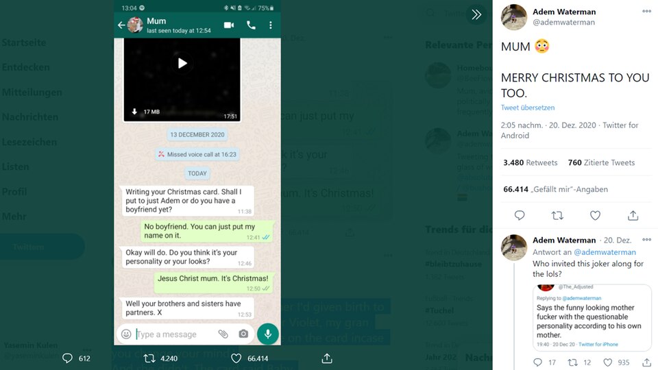 Adem Watermans Chat mit seiner Mutter geht auf Twitter viral 