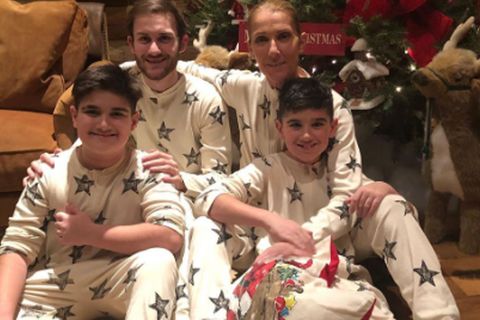 Celine Dion mit ihren drei Söhnen: Rene-Charles, 19, und den beiden Zwillinge Nelson und Eddy, 10.
