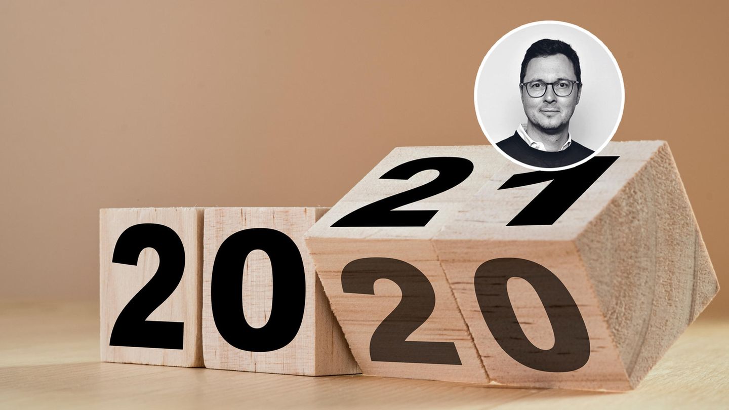 Fünf Fragen an das neue Jahr Würfel mit den Zahlen 2020/2021