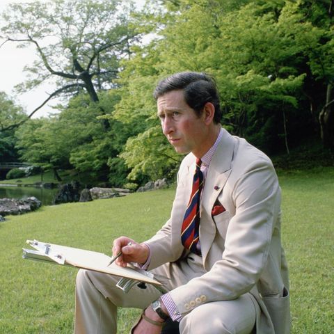 Auf seiner Reise 1986 nach Japan hält Charles zeichnend seine Eindrücke von den kaiserlichen Gärten in Kyoto fest