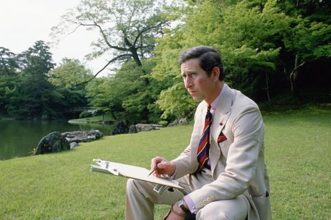 Auf seiner Reise 1986 nach Japan hält Charles zeichnend seine Eindrücke von den kaiserlichen Gärten in Kyoto fest