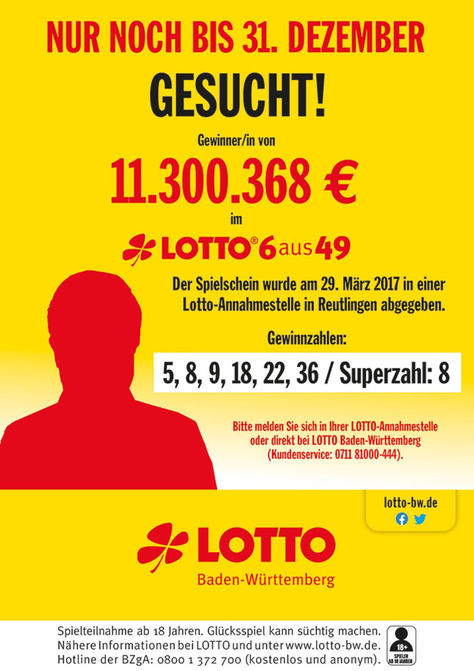 Baden-Württemberg: Reutlinger holt Lotto-Gewinn nicht fristgerecht ab – nun sind 11,3 Millionen Euro futsch Baden-Württemberg: Reutlinger holt Lotto-Gewinn nicht fristgerecht ab – nun sind 11,3 Millionen Euro futsch