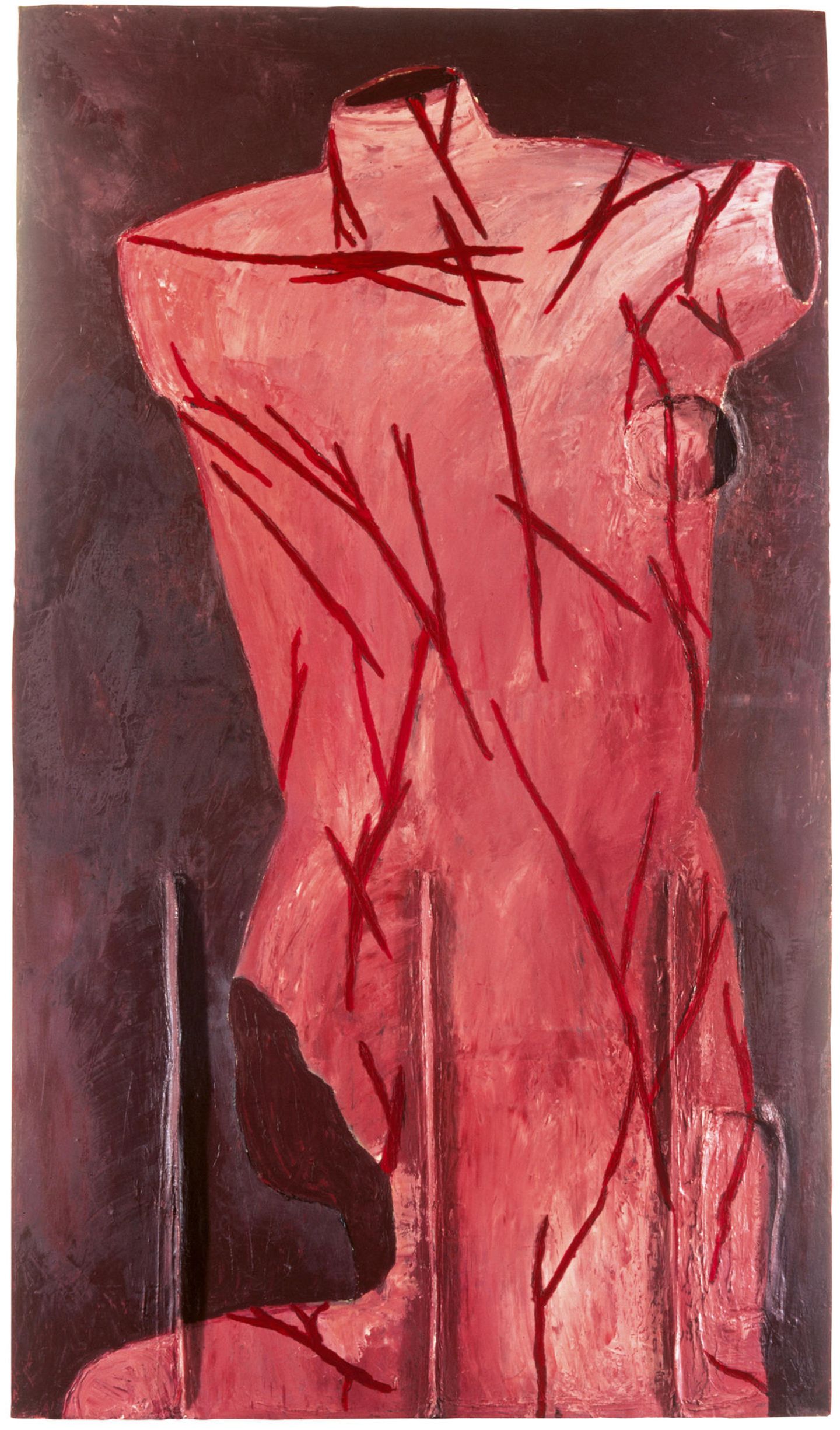 St. Sebastian – Born in 1951, 1975– 1979 Oil, wax, and modeling paste on canvas 111 x 66 in. / 281.9 x 167.6 cm