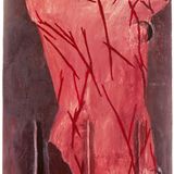 St. Sebastian – Born in 1951, 1975– 1979 Oil, wax, and modeling paste on canvas 111 x 66 in. / 281.9 x 167.6 cm