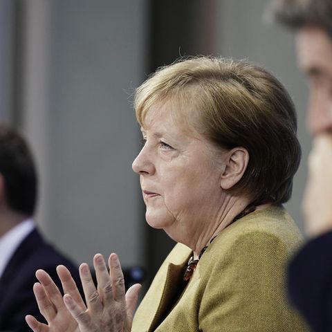 Bundeskanzlerin Angela Merkel, Berlins Regierender Bürgermeister Michael Müller, Bayerns Ministerpräsident Markus Söder