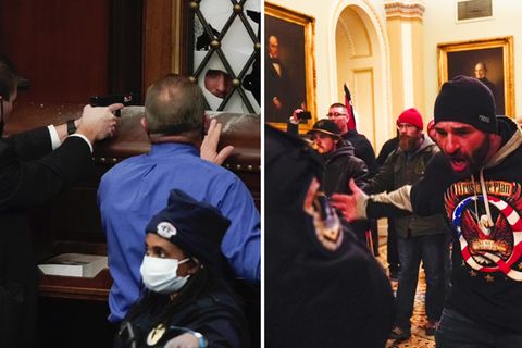 USA: Rangeleien vor dem Kapitol - Demonstranten im Gebäude