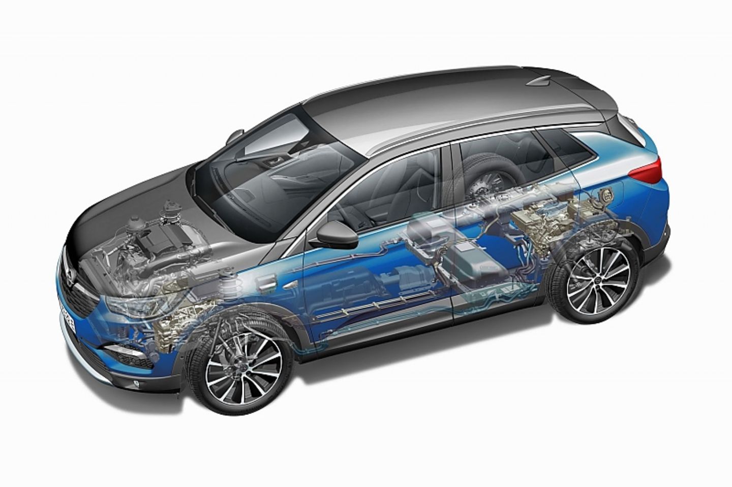 Der Opel Grandland X Hybrid4 basiert auf der elektrifizierten EMP2-Plattform