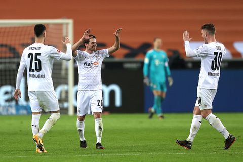Bundesliga: Borussia Mönchengladbach jubeln über den Ausgleich gegen Bayern München