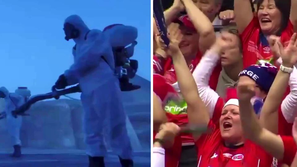 Uwe Gensheimer und leeres Handballstadion in Ägypten