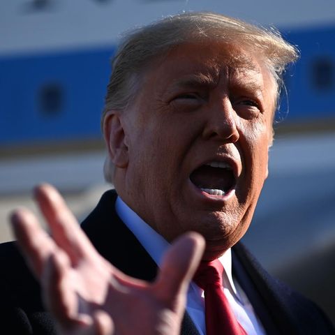 Donald Trump redet und macht eine Handbewegung
