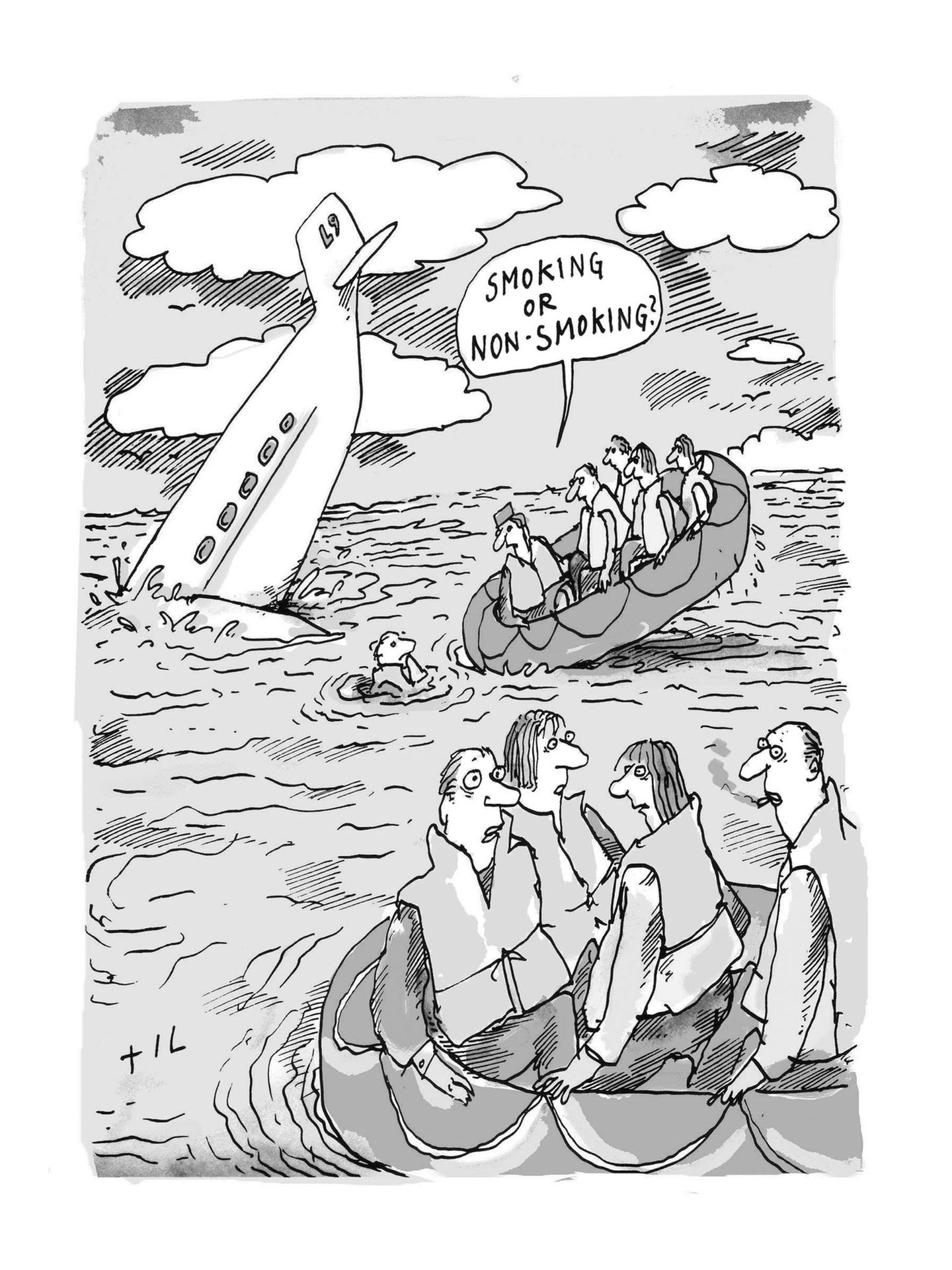 Jubiläum: Nach diesem Cartoon wäre seine Karriere beim stern nach vier Wochen beinahe schon wieder zu Ende gewesen. Til Mette hatte die Zeichnung rechtzeitig zum Redaktionsschluss am Dienstag, 6. Februar 1996 eingereicht. Einen Tag später stürzte jedoch eine Boeing 757-200 auf dem Weg nach Frankfurt am Main rund 26 Kilometer vor der dominikanischen Küste in den Atlantik. Alle 189 Insassen kamen bei dem Birgenair-Flug ums Leben. Auf viele Leser wirkte der Cartoon deshalb geschmacklos, es gab zahlreiche Beschwerden. Doch Rolf Dieckmann, der damalige Leiter des Ressorts Humor & Satire, bewies Rückgrat und hielt an dem umstrittenen Zeichner fest. Nach diesem Cartoon wäre seine Karriere beim stern nach vier Wochen beinahe schon wieder zu Ende gewesen. Til Mette hatte die Zeichnung rechtzeitig zum Redaktionsschluss am Dienstag, 6. Februar 1996 eingereicht. Einen Tag später stürzte jedoch eine Boeing 757-200 auf dem Weg nach Frankfurt am Main rund 26 Kilometer vor der dominikanischen Küste in den Atlantik. Alle 189 Insassen kamen bei dem Birgenair-Flug ums Leben. Auf viele Leser wirkte der Cartoon deshalb geschmacklos, es gab zahlreiche Beschwerden. Doch Rolf Dieckmann, der damalige Leiter des Ressorts Humor & Satire, bewies Rückgrat und hielt an dem umstrittenen Zeichner fest.