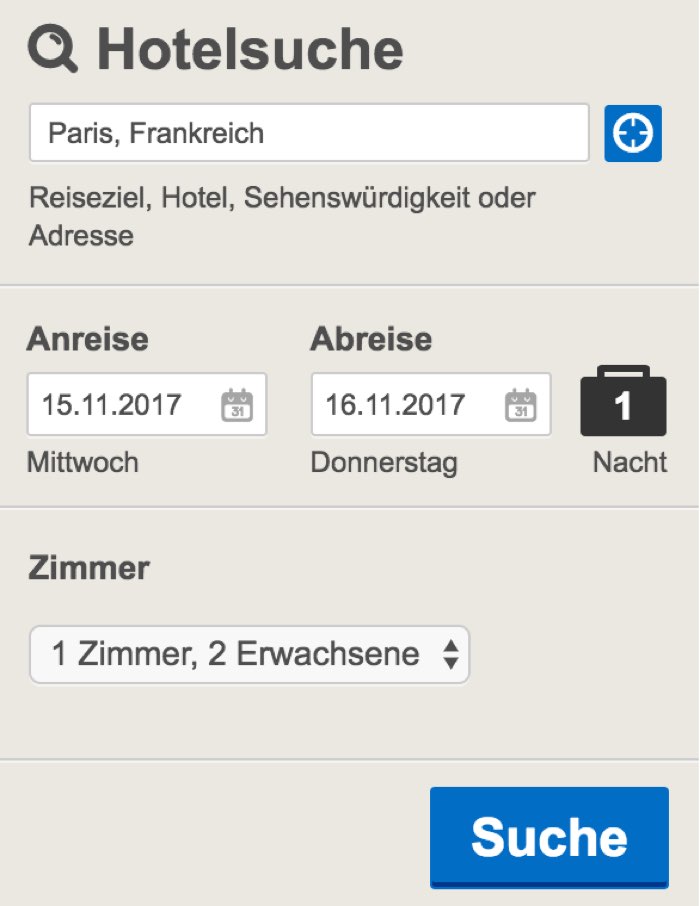 Hotels.com Hotelsuche