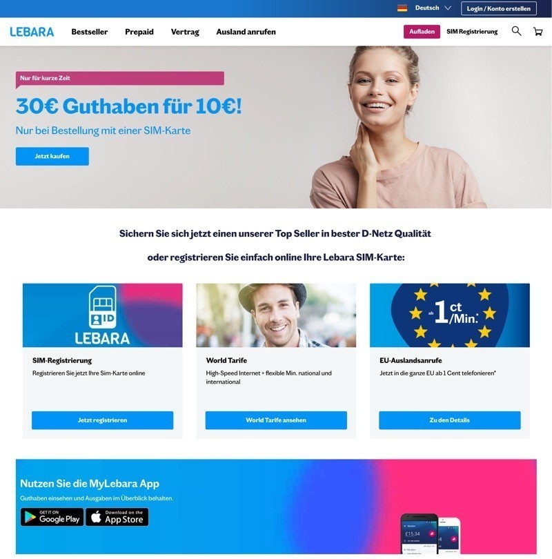 Lebara | 2024 Februar Rabatt 50% + Gutschein 60€